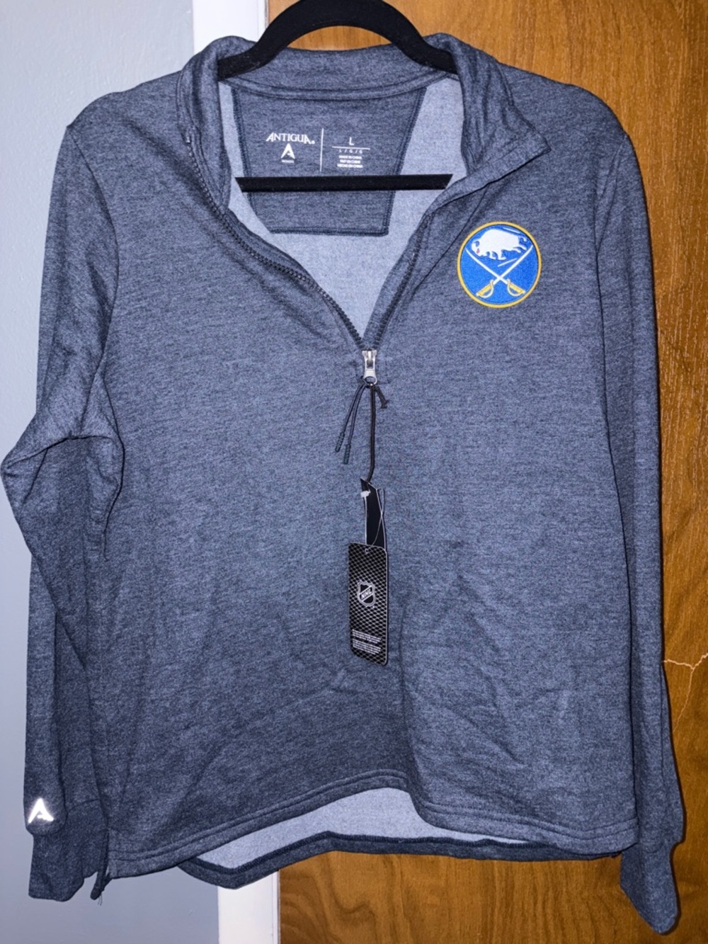 Antigua Buffalo Sabres Heathered Navy Quarter-Zip Pullover